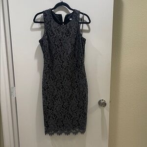 Tommy Hilfiger dark grey/silver and black Lace Midi Dress